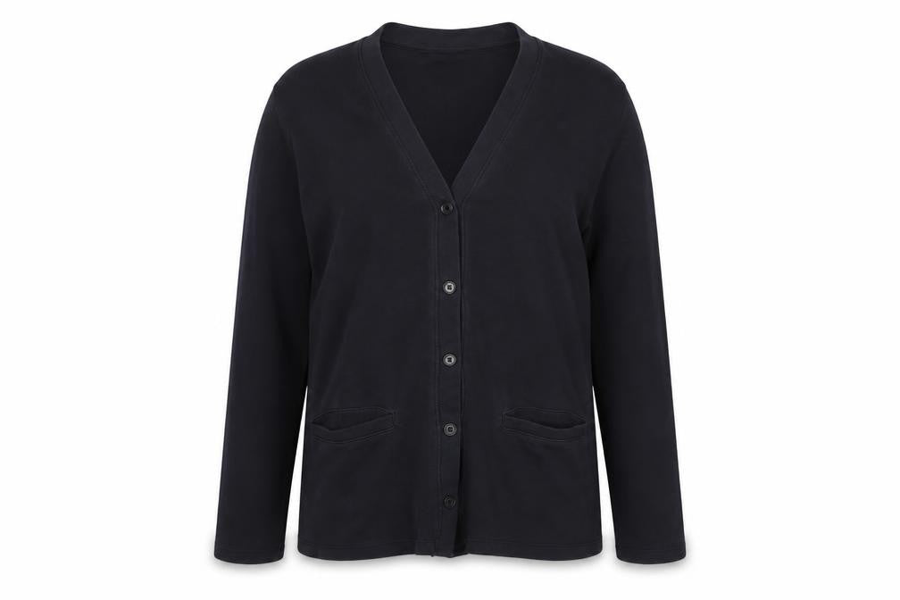 Front view of Lands' End Women's Black Small 8 Button-Up Blazer Cotton Blend