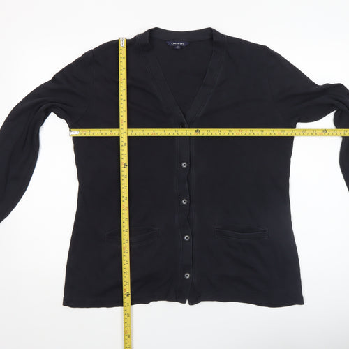 Lands' End Women's Black Small 8 Button-Up Blazer Cotton Blend