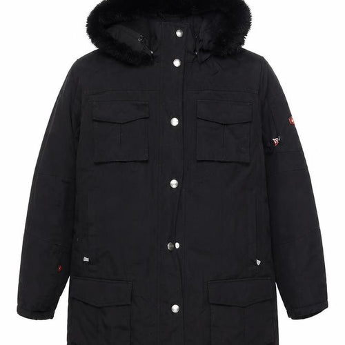 Wellensteyn Women's Black Long Parka Coat L Hooded Waterproof Winter Jacket