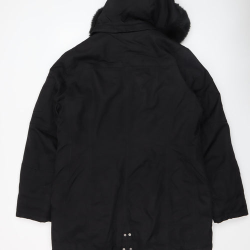 Wellensteyn Women's Black Long Parka Coat L Hooded Waterproof Winter Jacket