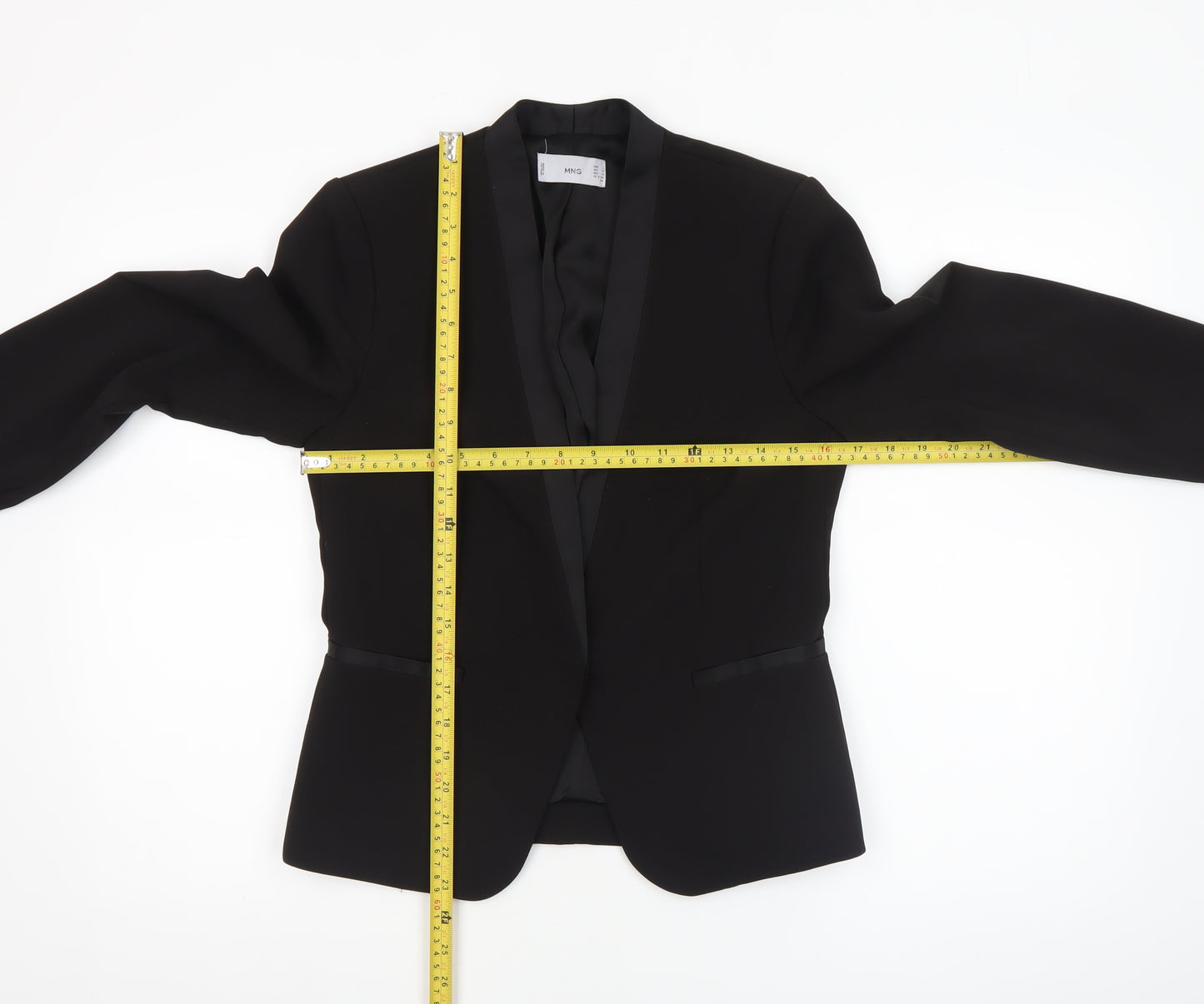 Mango Womens Black XS Tuxedo Blazer Jacket Polyester Blend