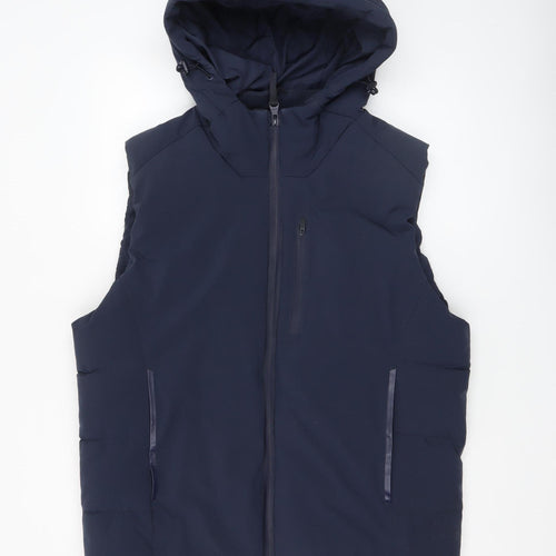 FSBN Men's Blue Hooded Puffer Waistcoat XL Regular Fit Winter Gilet