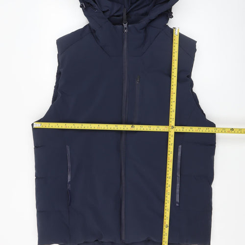 FSBN Men's Blue Hooded Puffer Waistcoat XL Regular Fit Winter Gilet