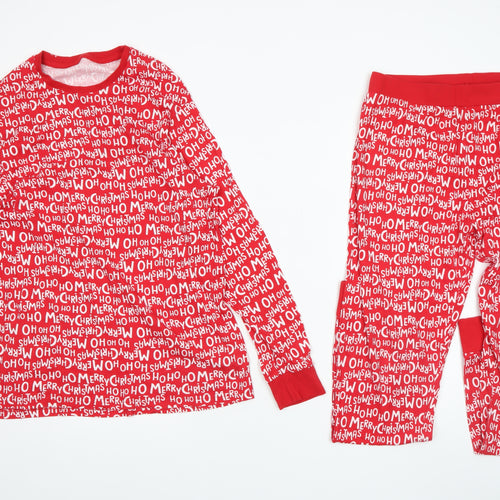 Dunnes Stores Mens Red Christmas Graphic Cotton Pyjama Set L