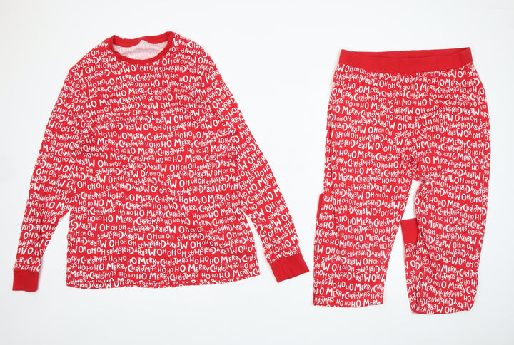 Dunnes Stores Mens Red Christmas Graphic Cotton Pyjama Set L
