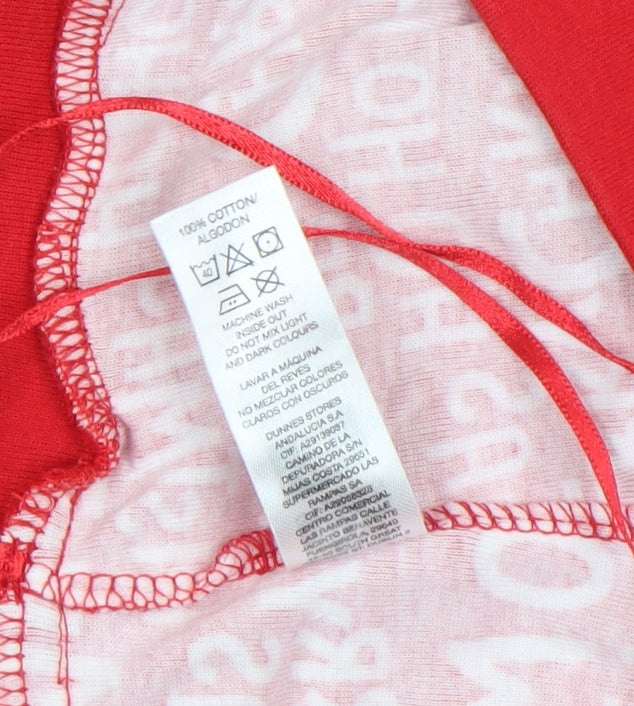 Dunnes Stores Mens Red Christmas Graphic Cotton Pyjama Set L