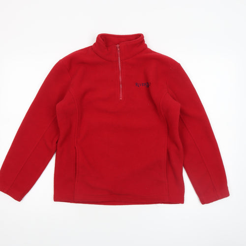 African Tusk Boys Red Fleece 1/4 Zip Pullover Sweatshirt 11-12 Years