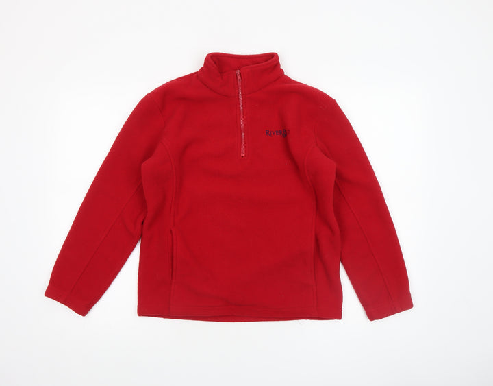 African Tusk Boys Red Fleece 1/4 Zip Pullover Sweatshirt 11-12 Years