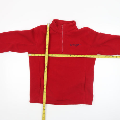 African Tusk Boys Red Fleece 1/4 Zip Pullover Sweatshirt 11-12 Years