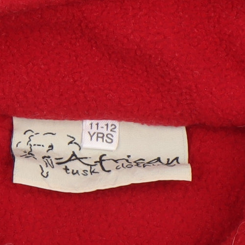 African Tusk Boys Red Fleece 1/4 Zip Pullover Sweatshirt 11-12 Years