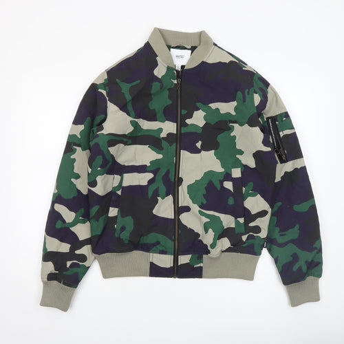 WESC Womens Green Camouflage Bomber Jacket Size M Cotton Nylon