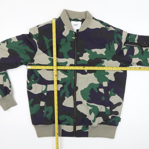WESC Womens Green Camouflage Bomber Jacket Size M Cotton Nylon