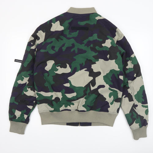 WESC Womens Green Camouflage Bomber Jacket Size M Cotton Nylon