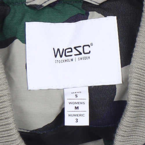 WESC Womens Green Camouflage Bomber Jacket Size M Cotton Nylon