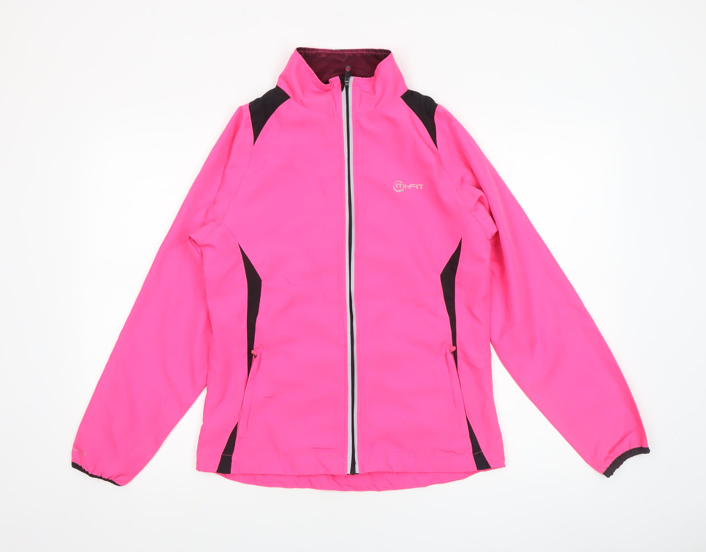 Mi-Fit Women's Pink Reflective Lightweight Windbreaker Jacket Size 8