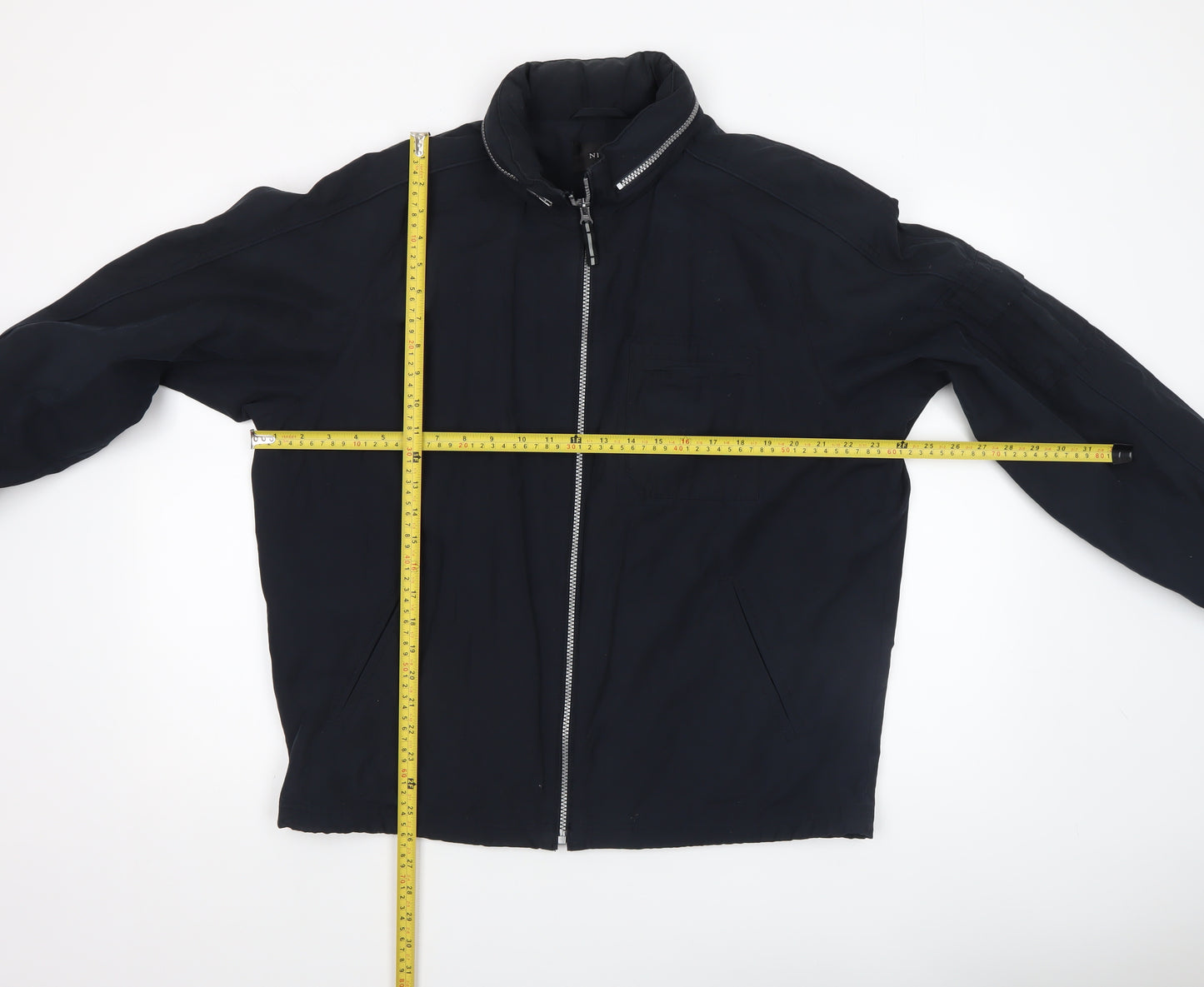 NEXT Men's Black Bomber Jacket Size M Full Zip Cotton Blend