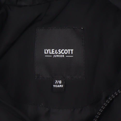 Lyle & Scott Junior Boys Black Hooded Puffer Jacket 7-8 Years Winter Coat