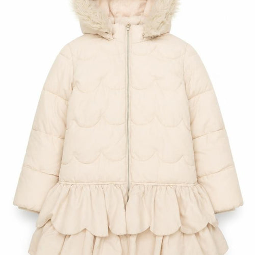 Monsoon Girls Beige Faux Fur Hooded Long Puffer Coat 11-12 Years