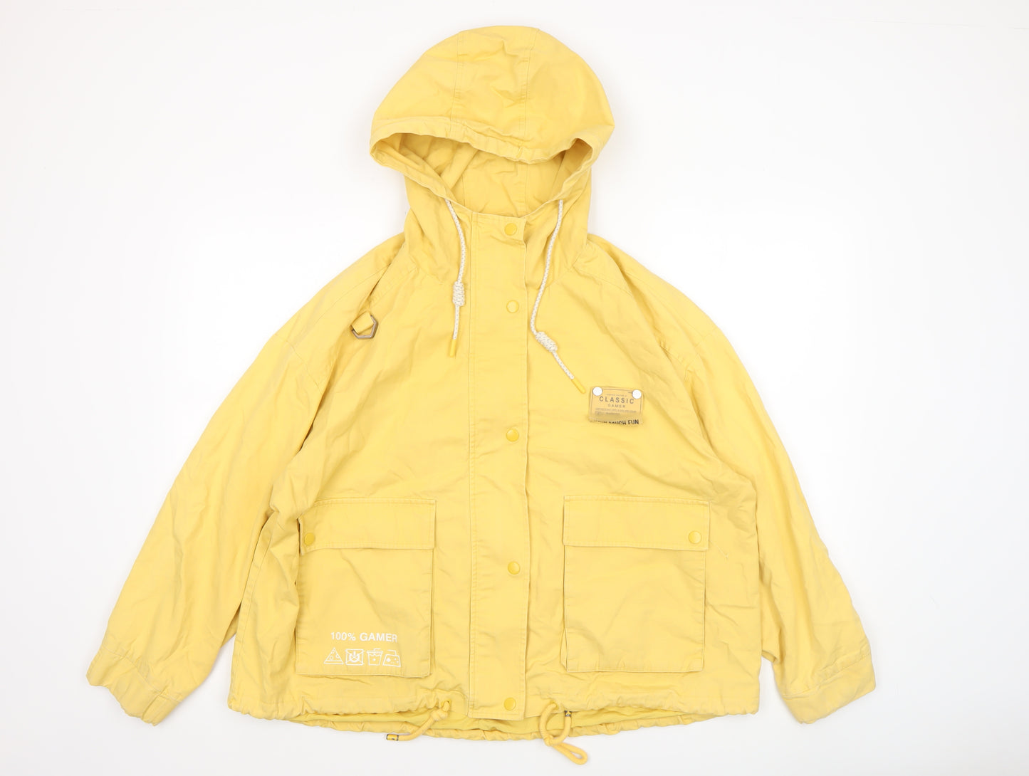 LEDIN Women's Yellow Hooded Anorak Jacket Size S Casual Lightweight