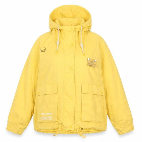 LEDIN Women's Yellow Hooded Anorak Jacket Size S Casual Lightweight