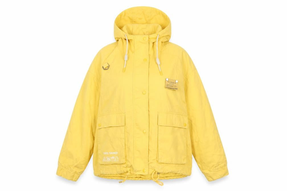 LEDIN Women's Yellow Hooded Anorak Jacket Size S Casual Lightweight