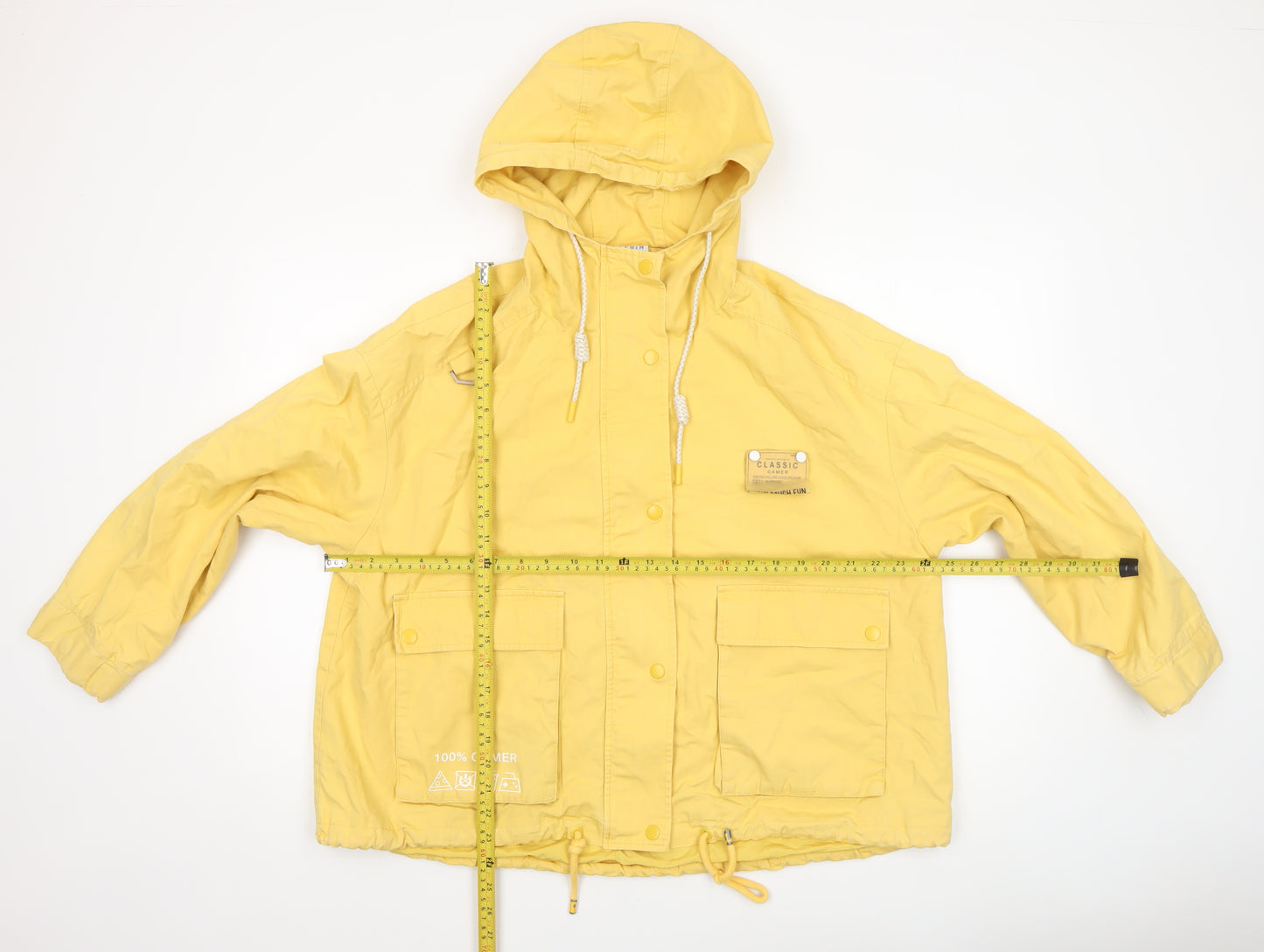 LEDIN Women's Yellow Hooded Anorak Jacket Size S Casual Lightweight