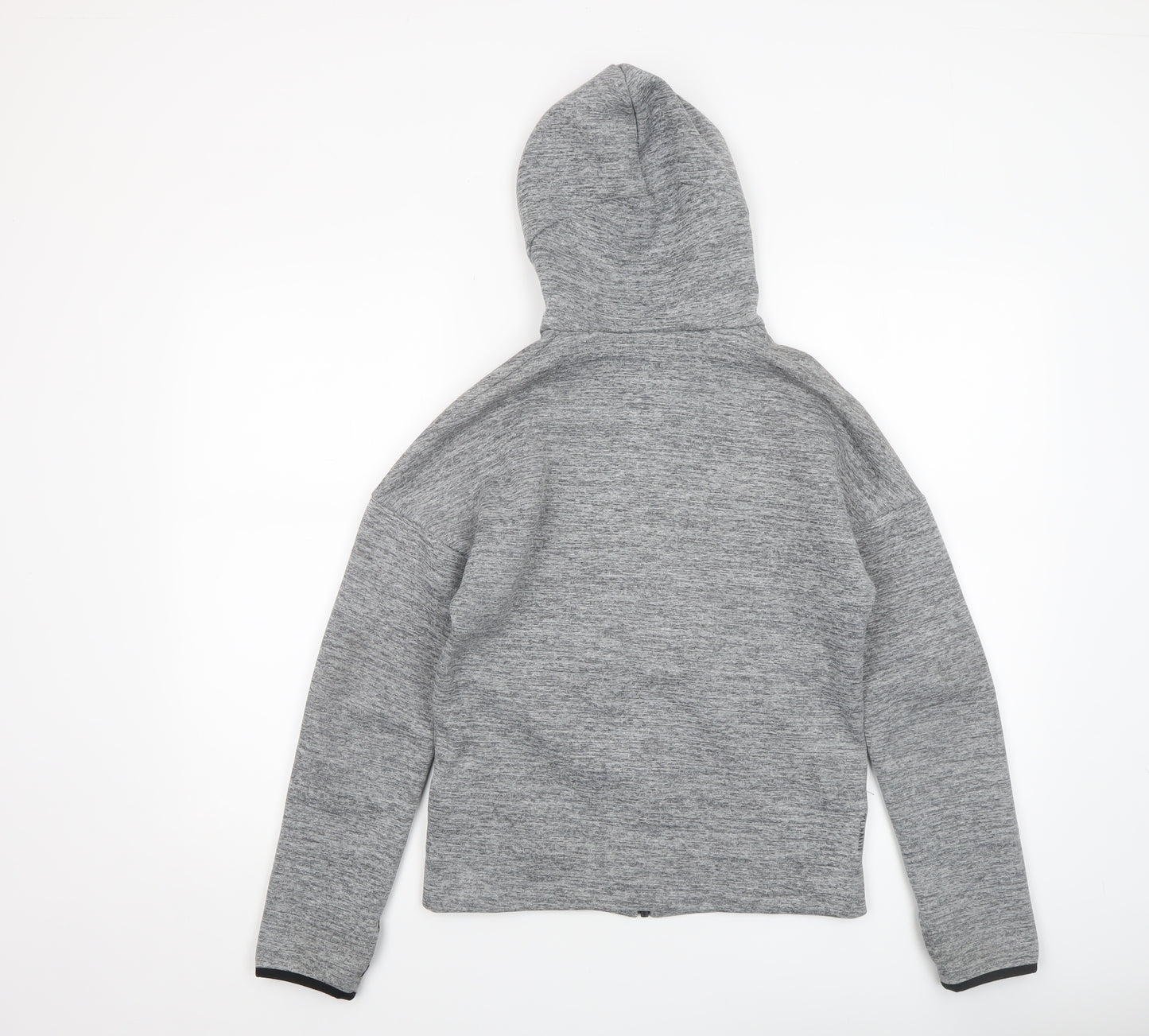 Adidas Boys Grey Full Zip Hoodie Size 11-12 Years - Athletic Hooded Sweatshirt