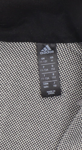 Adidas Boys Grey Full Zip Hoodie Size 11-12 Years - Athletic Hooded Sweatshirt