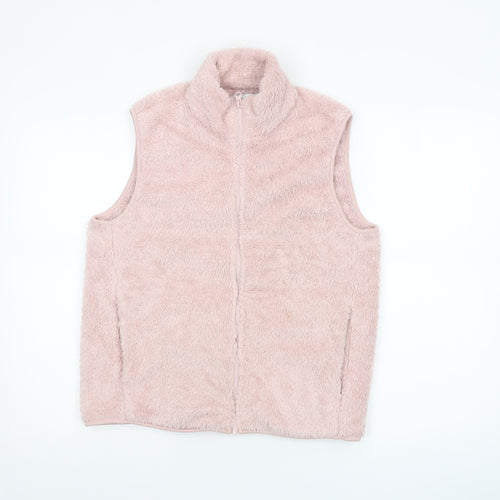 Yeation Womens Pink Fleece Zip Waistcoat Bodywarmer Size 14