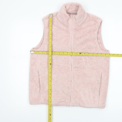 Yeation Womens Pink Fleece Zip Waistcoat Bodywarmer Size 14