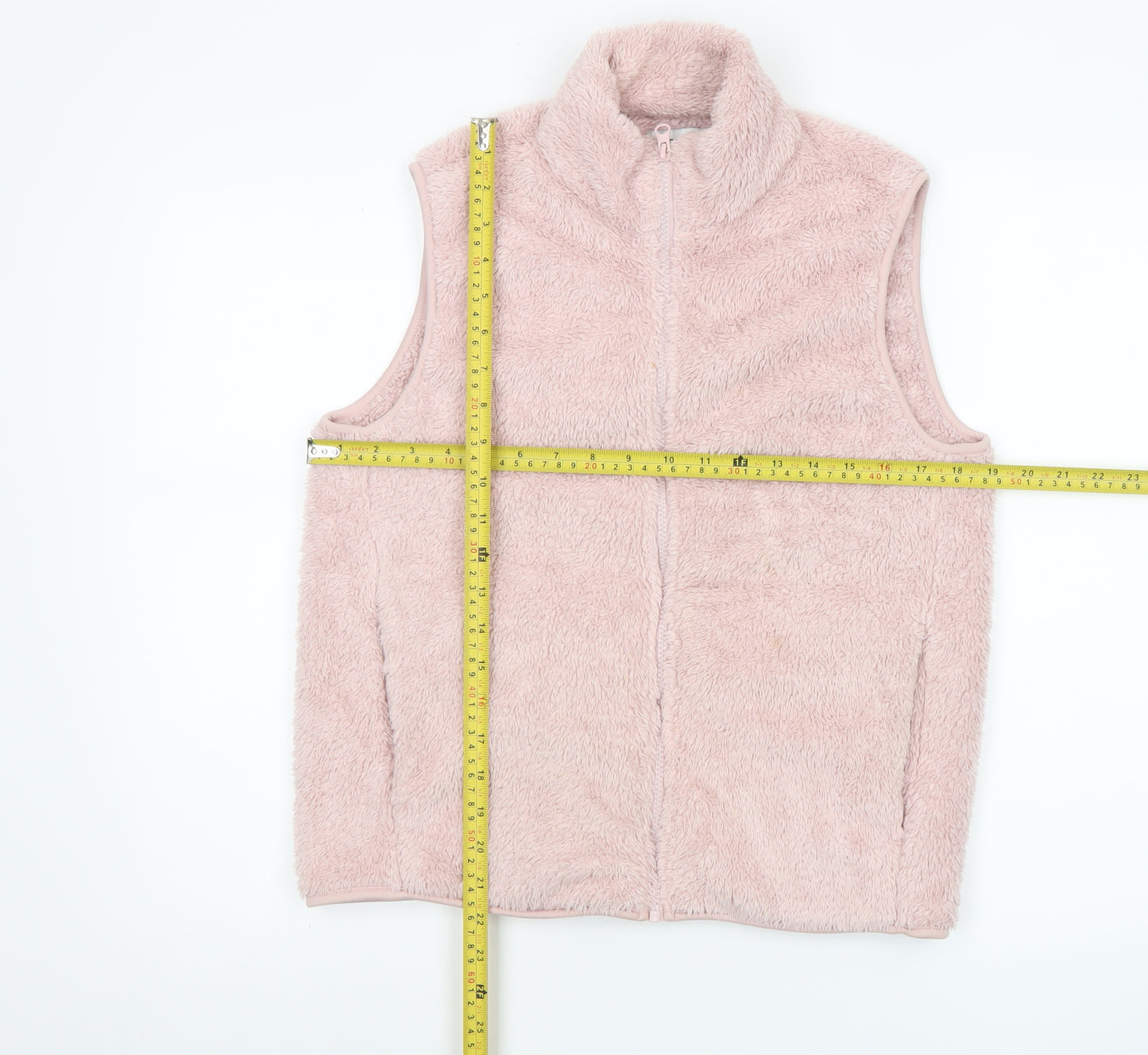 Yeation Womens Pink Fleece Zip Waistcoat Bodywarmer Size 14