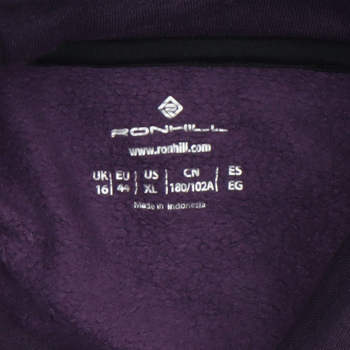 Ronhill Womens Purple Hoodie Size 16 Pullover Fleece Lined