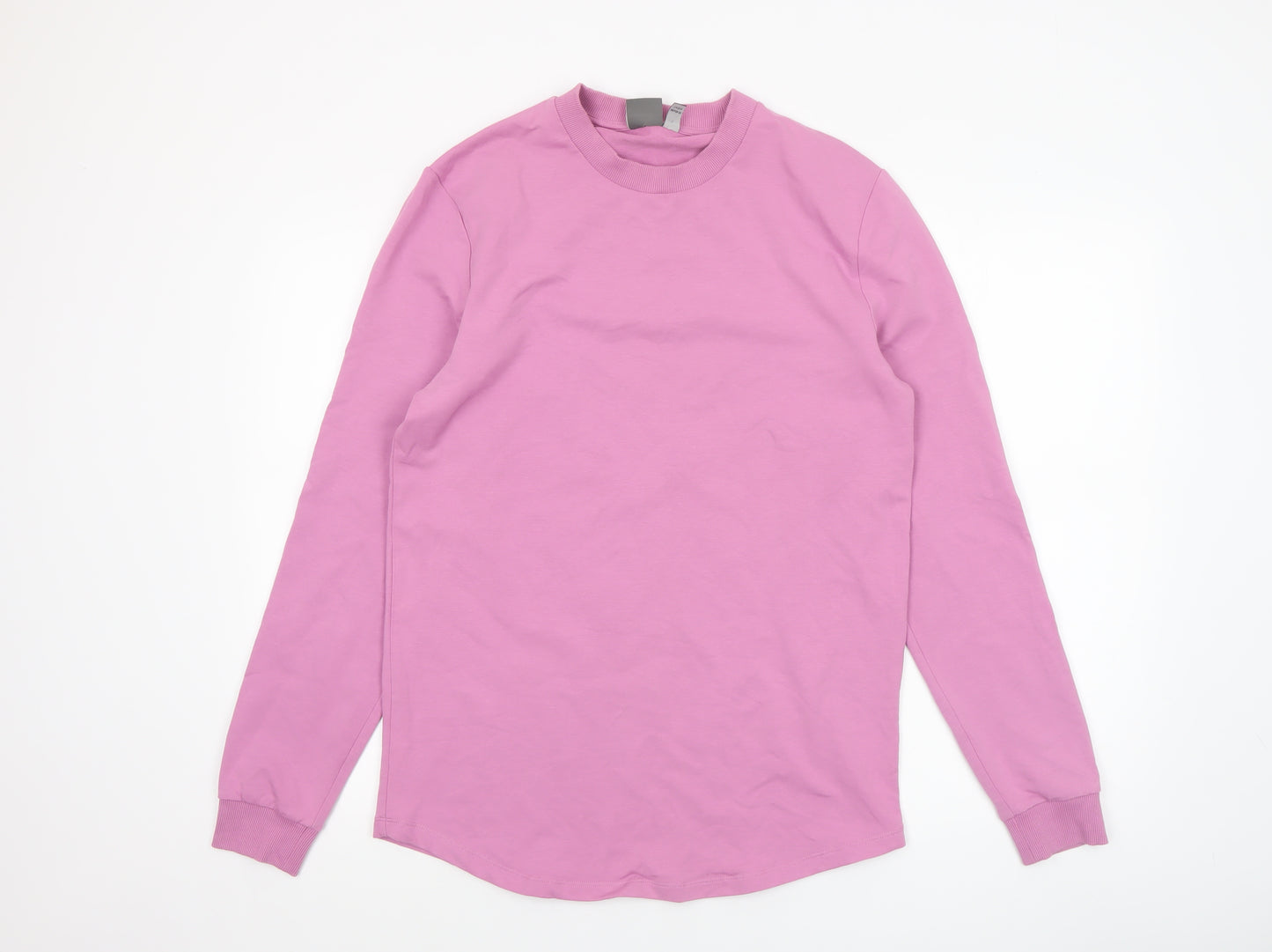 ASOS Women Pink Long Sleeve Basic Cotton Crew Neck T-Shirt L