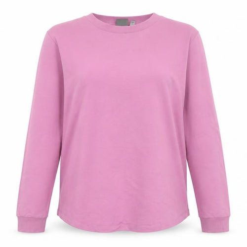 ASOS Women Pink Long Sleeve Basic Cotton Crew Neck T-Shirt L