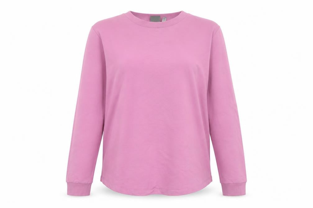 ASOS Women Pink Long Sleeve Basic Cotton Crew Neck T-Shirt L