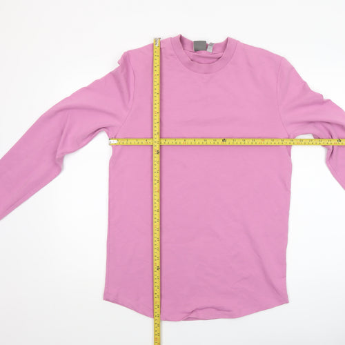 ASOS Women Pink Long Sleeve Basic Cotton Crew Neck T-Shirt L