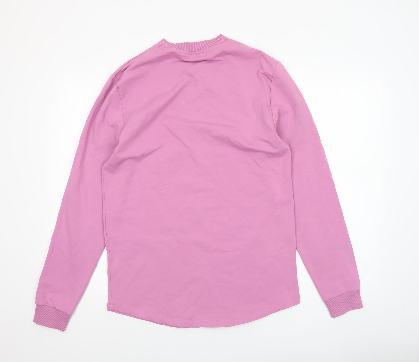 ASOS Women Pink Long Sleeve Basic Cotton Crew Neck T-Shirt L