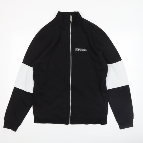 boohooMAN Men's Black M Full Zip Basic Jacket with Logo
