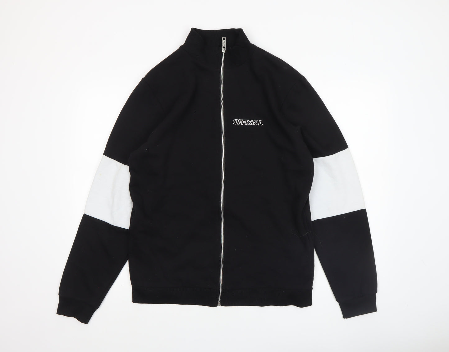 boohooMAN Men's Black M Full Zip Basic Jacket with Logo