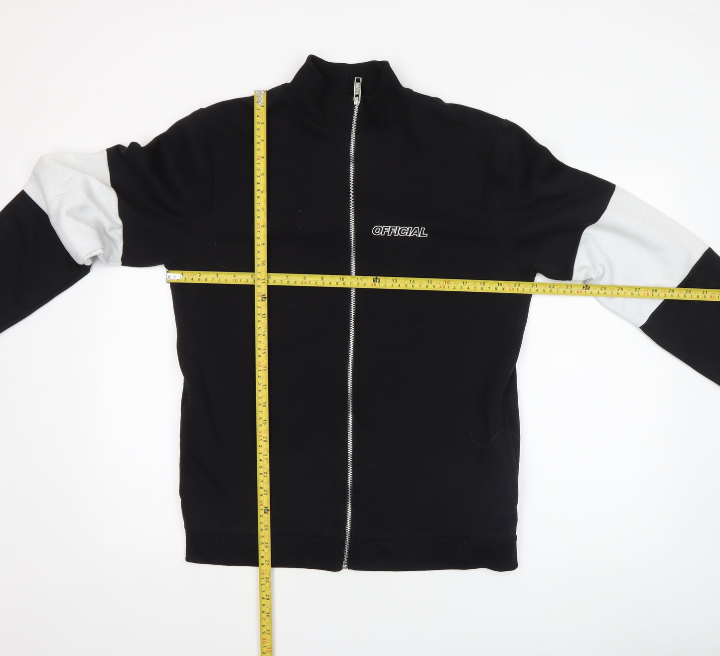 boohooMAN Men's Black M Full Zip Basic Jacket with Logo