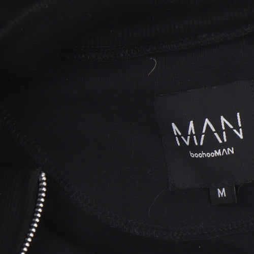 boohooMAN Men's Black M Full Zip Basic Jacket with Logo