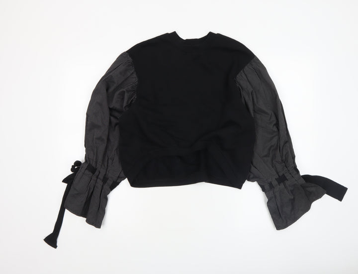 ASOS Womens Black Contrast Sleeve Tunic Blouse Size 6