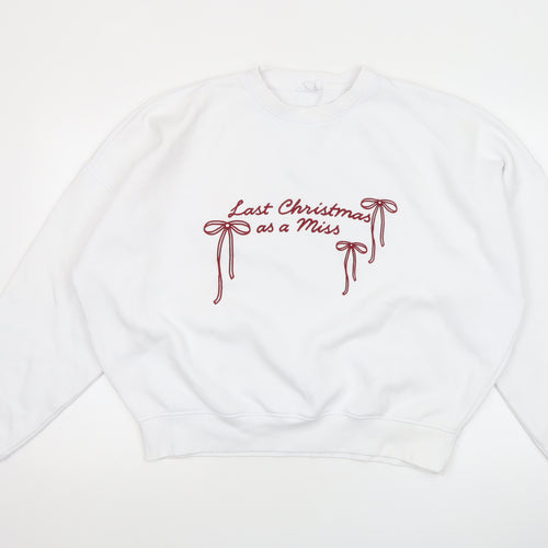 Six Stories Womens White XXL Christmas Pullover Sweatshirt