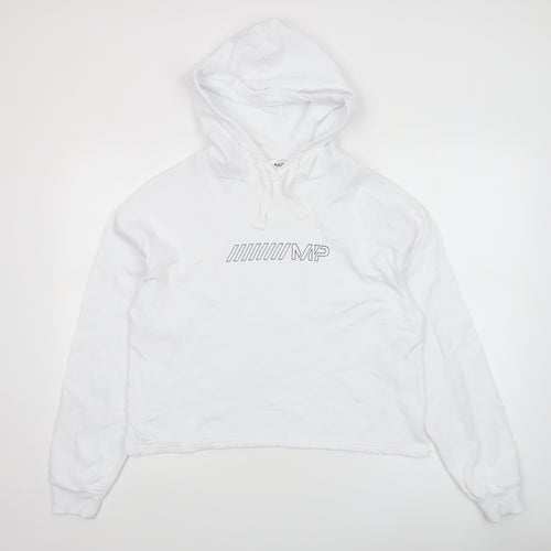 MP Women White Hoodie Medium 100% Cotton Pullover Hooded Sweatshirt