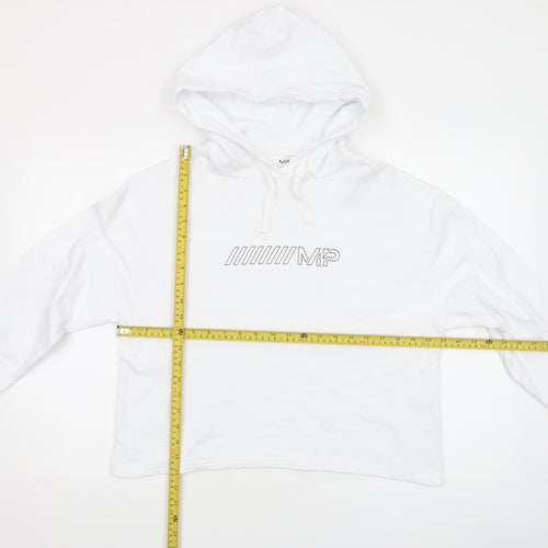 MP Women White Hoodie Medium 100% Cotton Pullover Hooded Sweatshirt