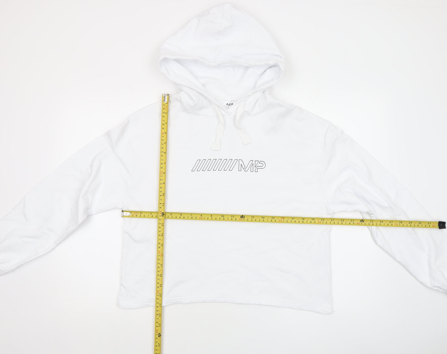 MP Women White Hoodie Medium 100% Cotton Pullover Hooded Sweatshirt