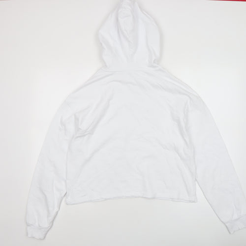 MP Women White Hoodie Medium 100% Cotton Pullover Hooded Sweatshirt