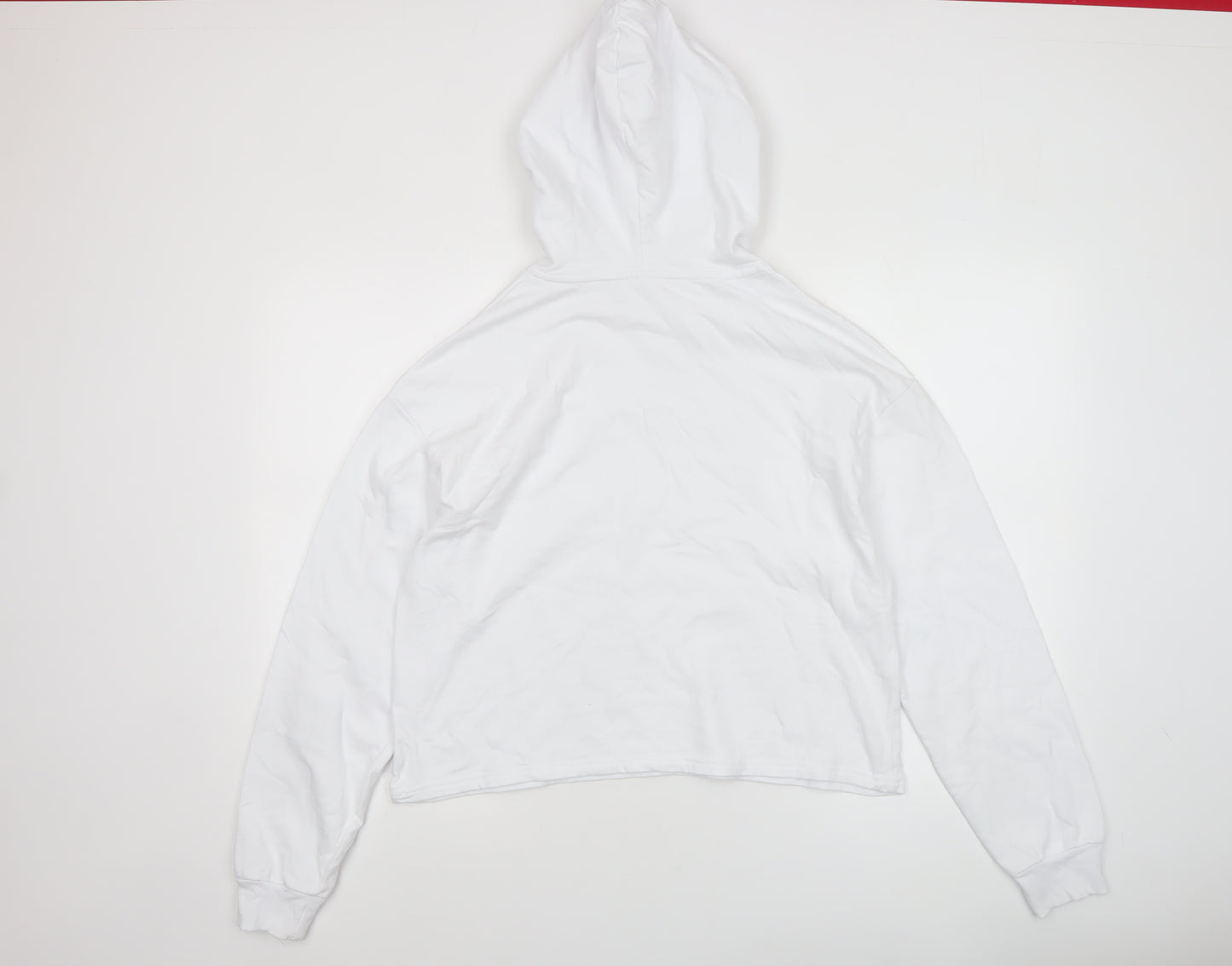 MP Women White Hoodie Medium 100% Cotton Pullover Hooded Sweatshirt
