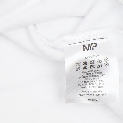 MP Women White Hoodie Medium 100% Cotton Pullover Hooded Sweatshirt