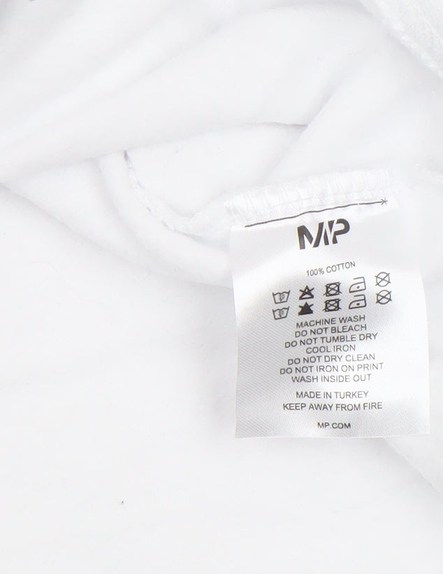 MP Women White Hoodie Medium 100% Cotton Pullover Hooded Sweatshirt